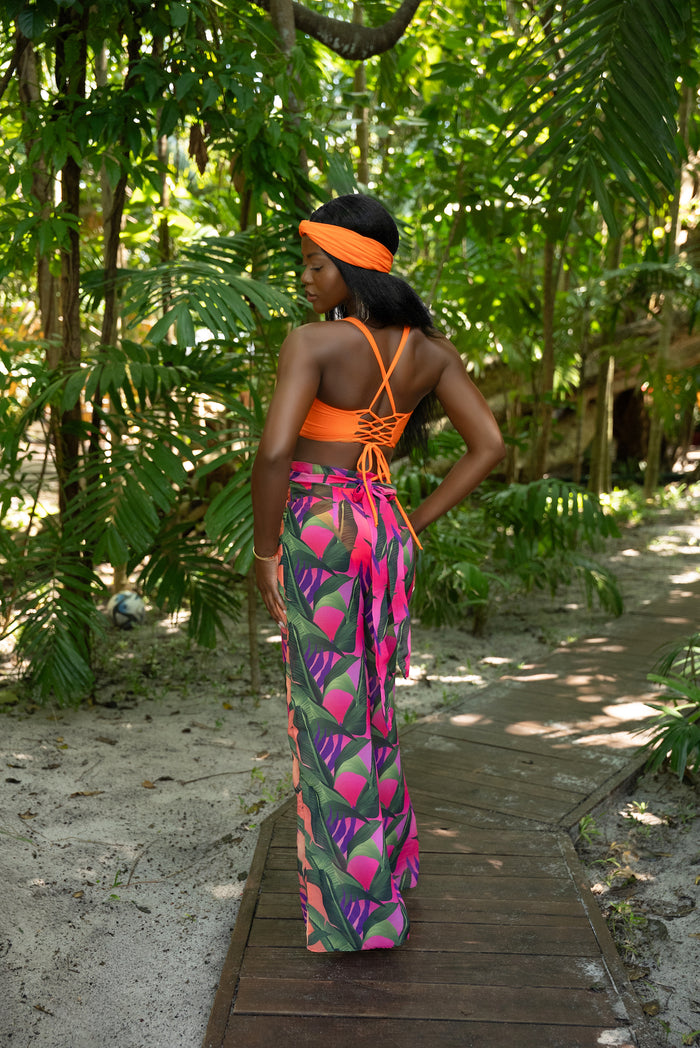 Tropical Fever Lacey Wrap Asymmetrical Pants