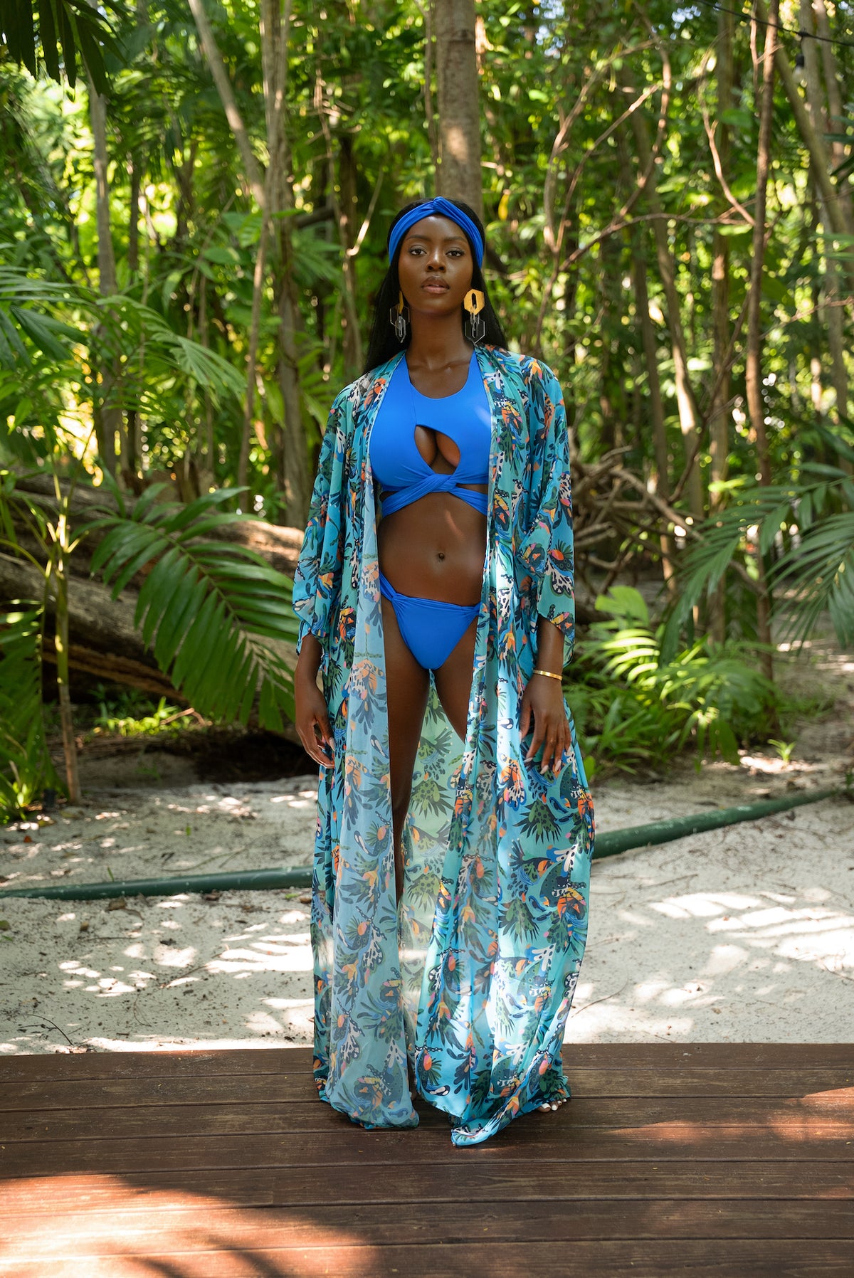 Hibiscus Heat Mondrian Kimono