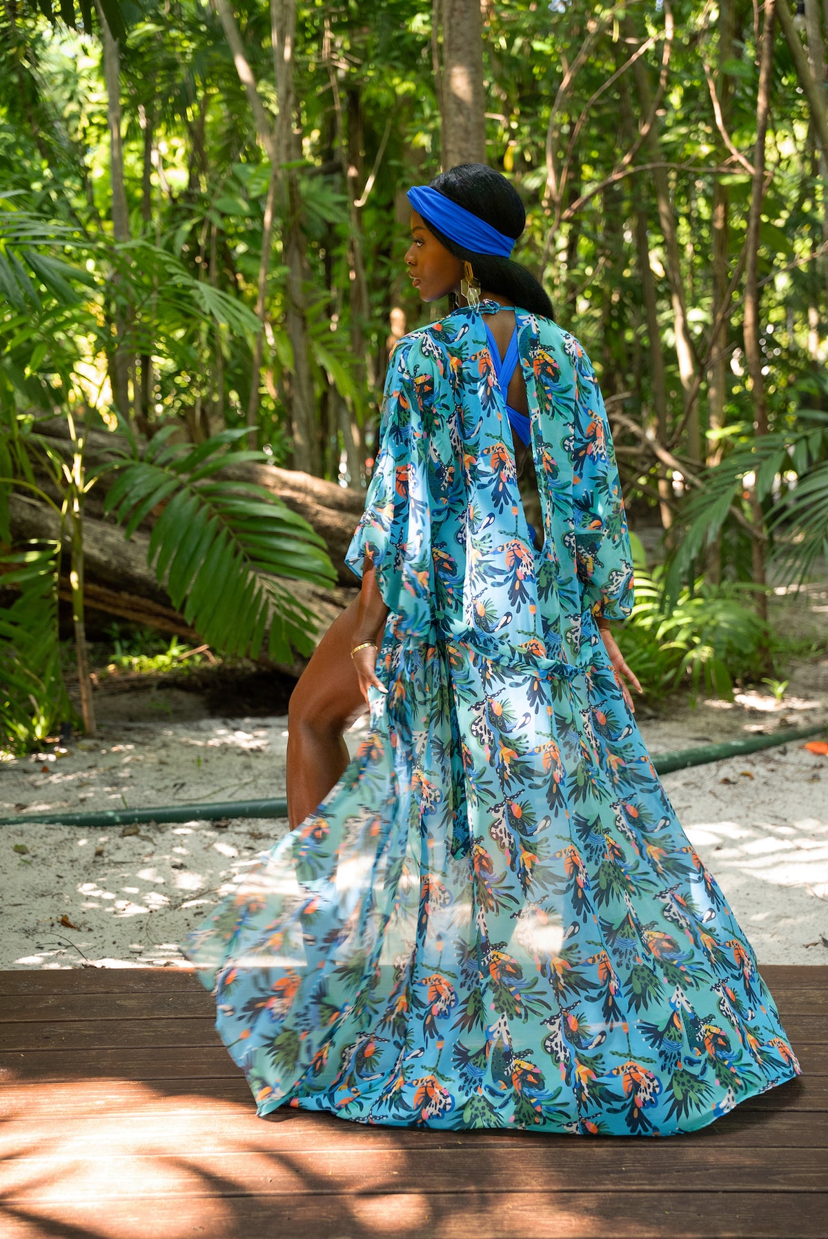 Hibiscus Heat Mondrian Kimono