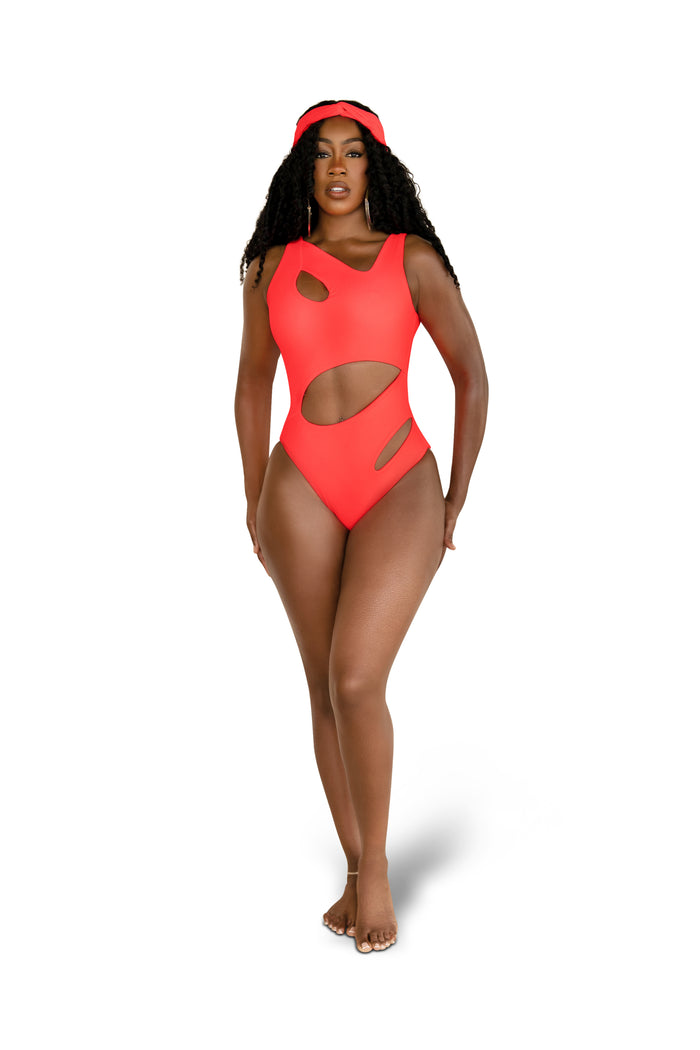 Neon Coral Rema Monokini