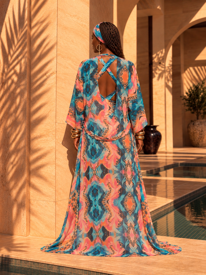 Azure Instinct Mondrian Kimono