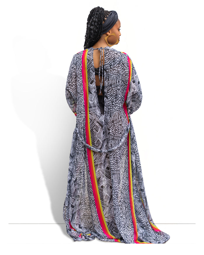 Blk/White Neon Mondrian Kimono