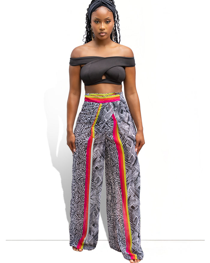 Blk/ White Neon Lacey Wrap Pants