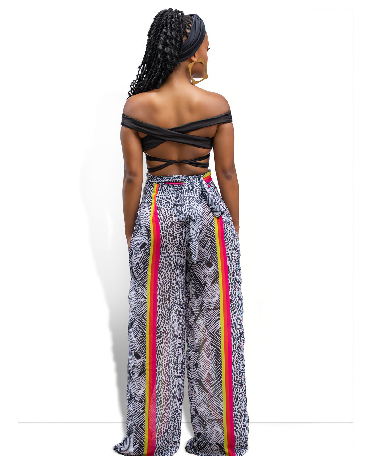 Blk/ White Neon Lacey Wrap Pants