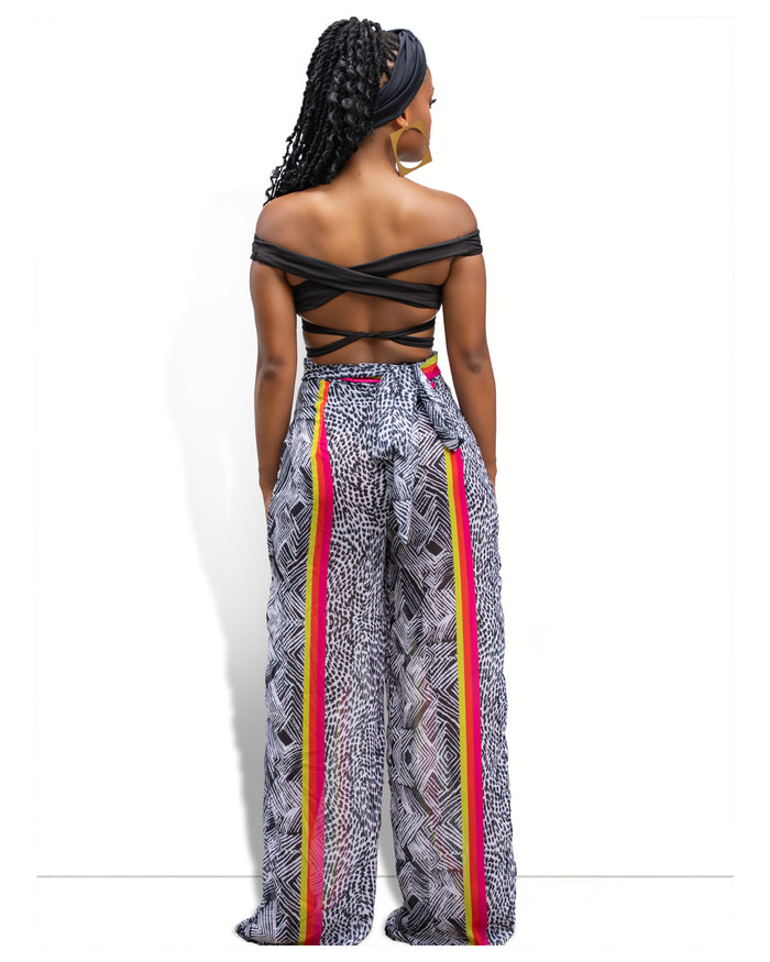 Blk/ White Neon Lacey Wrap Pants