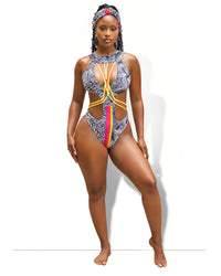 The Blk/White Multi Akila Monokini
