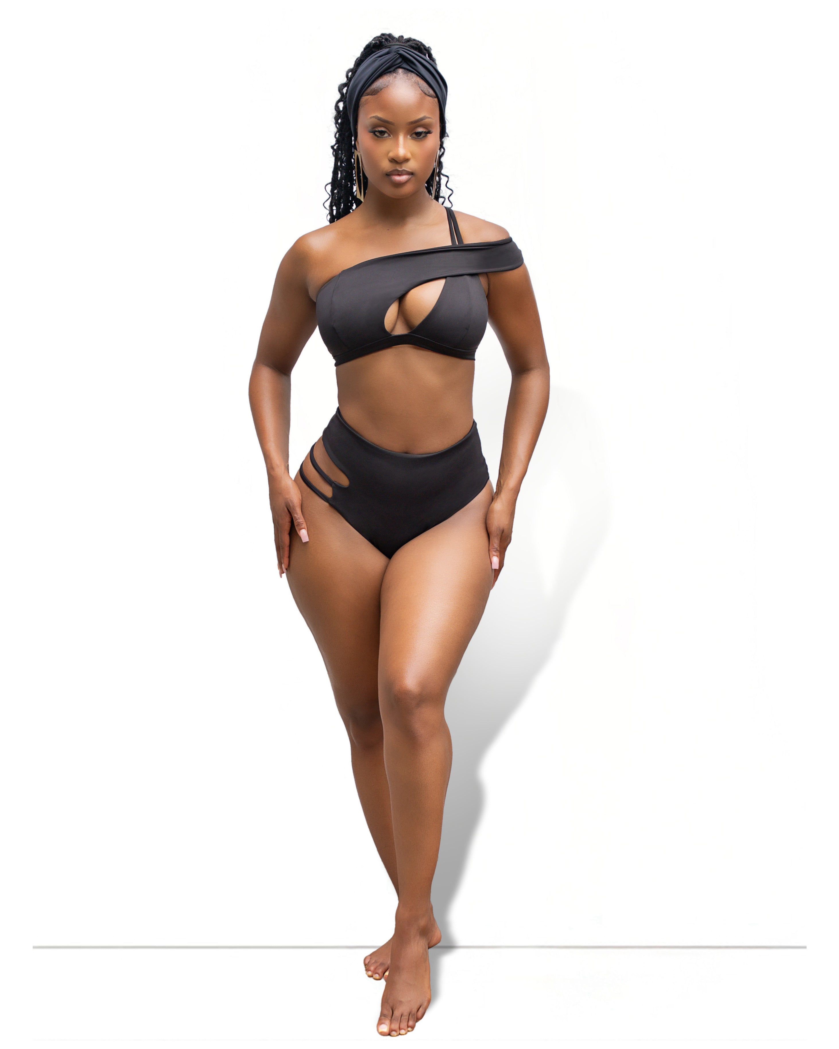 The Harpy Asymmetrical High Waist Bikini - Full Coverage – keva J