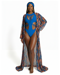 The Blue Leopard Print Mondrian Kimono