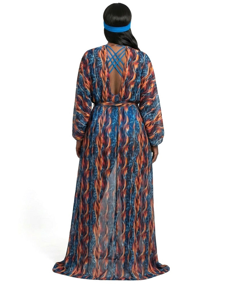 The Blue Leopard Print Mondrian Kimono