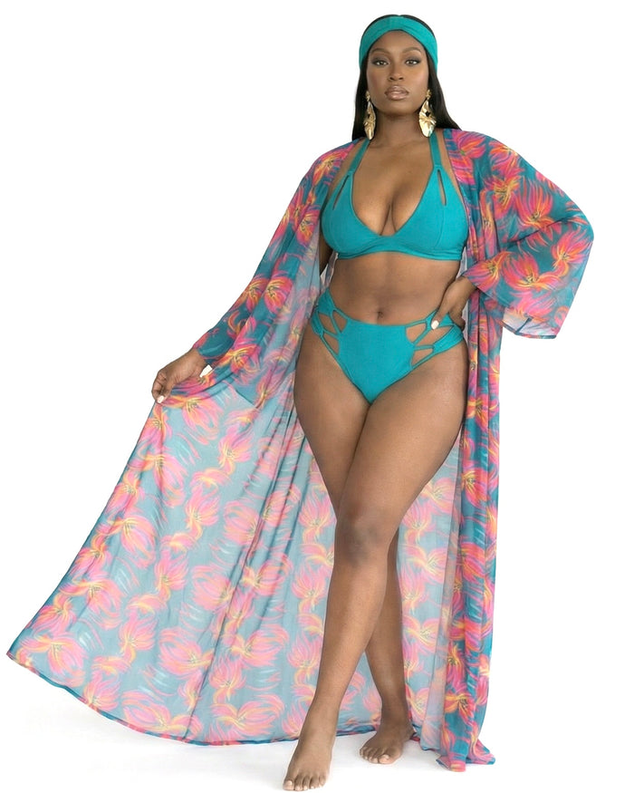 The Tropical Oasis Mondrian Kimono