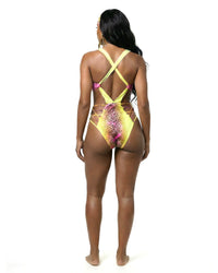 The Malaya Neon Yellow/Pink Leopard Print Cheeky Monokini