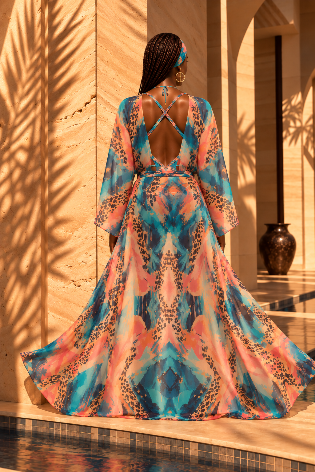 Azure Instinct Mondrian Kimono