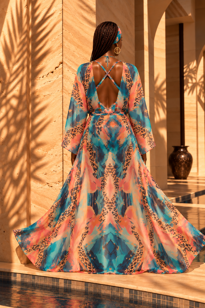 Azure Instinct Mondrian Kimono
