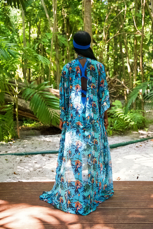 Hibiscus Heat Mondrian Kimono