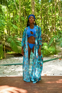 Hibiscus Heat Mondrian Kimono