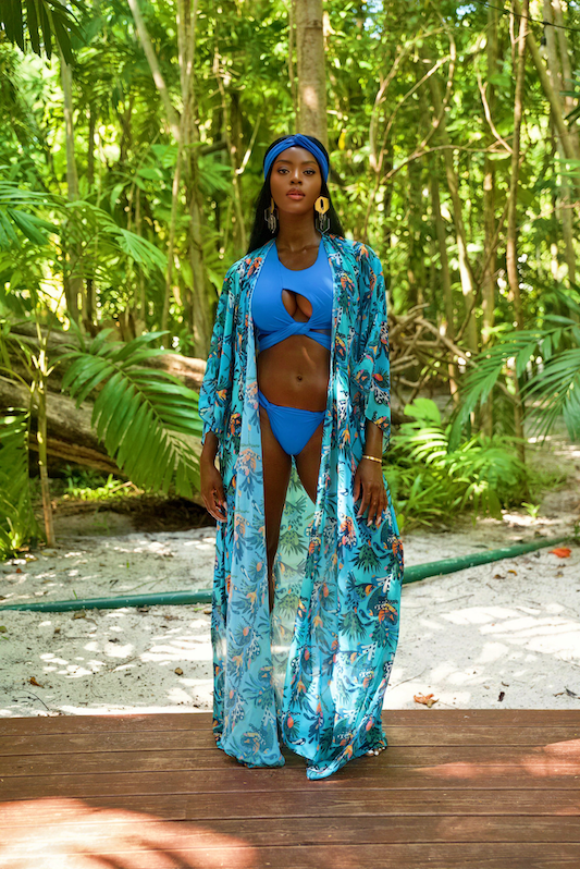 Hibiscus Heat Mondrian Kimono