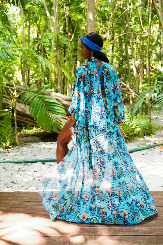 Hibiscus Heat Mondrian Kimono