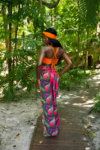 Tropical Fever Lacey Wrap Asymmetrical Pants