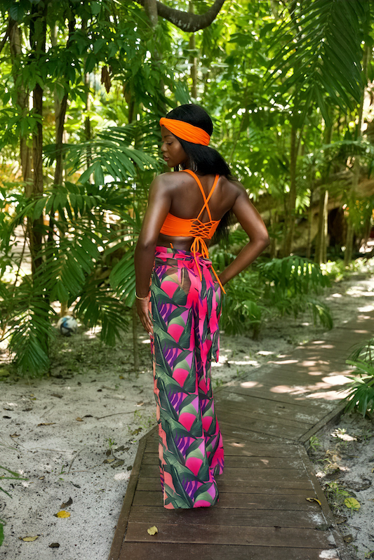 Tropical Fever Lacey Wrap Asymmetrical Pants