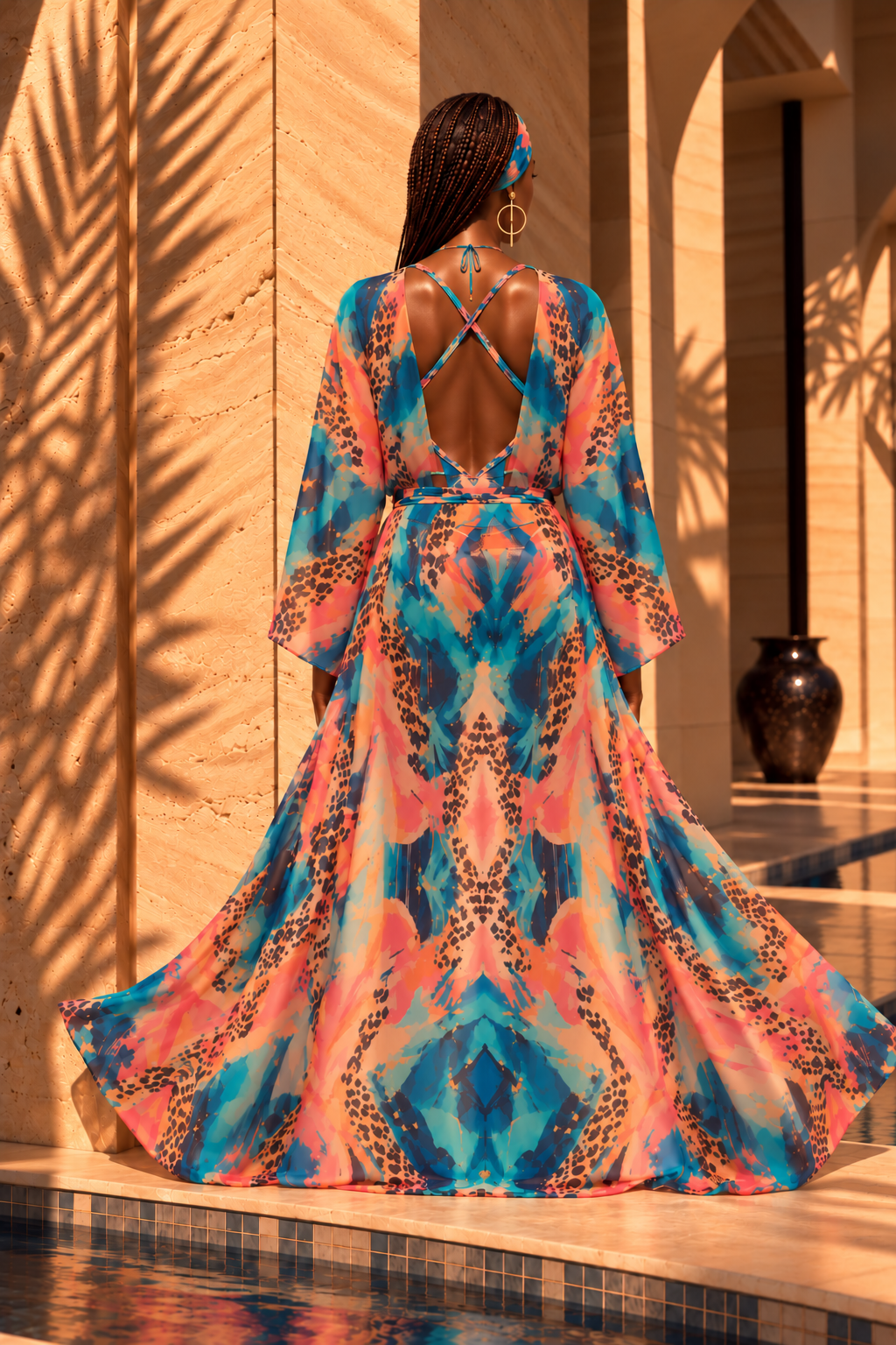 Azure Instinct Mondrian Kimono