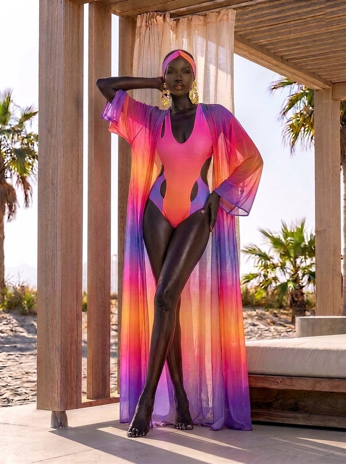 Saint Tropez Sunset Mondrian Kimono