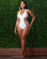 Malaya White Cheeky Monokini